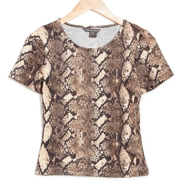NWT French Connection neutral snake‎ print short sleeve top size small - Picture 1 of 2